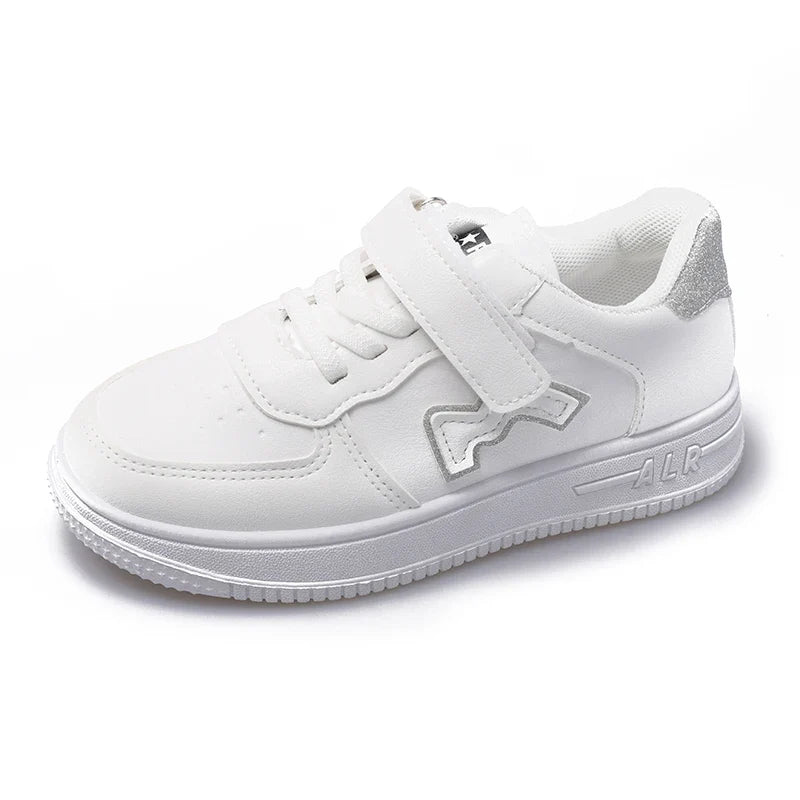HKM-410515 2025 Children's Casual Sneakers White Shoes for Boys and Girls Non-slip Soft-soled Sports Running Shoes