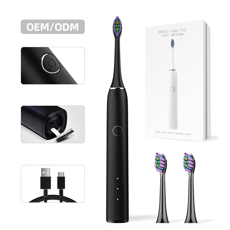 HKM-585491 Sonic Soft Eco-Friendly Electric Toothbrush with Soft Bristles for Adults and Kids