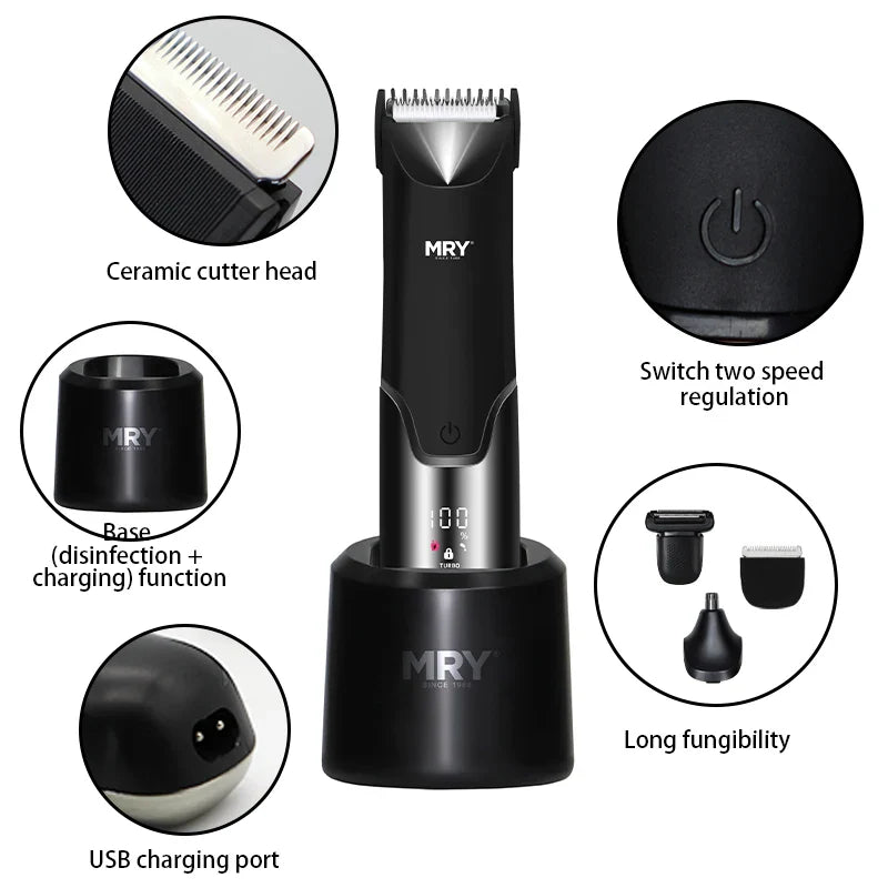 HKM-307539 Waterproof Back Shaver and Body Groomer for Men, IPX7 Rated, Ideal Trimmer for Sensitive Areas