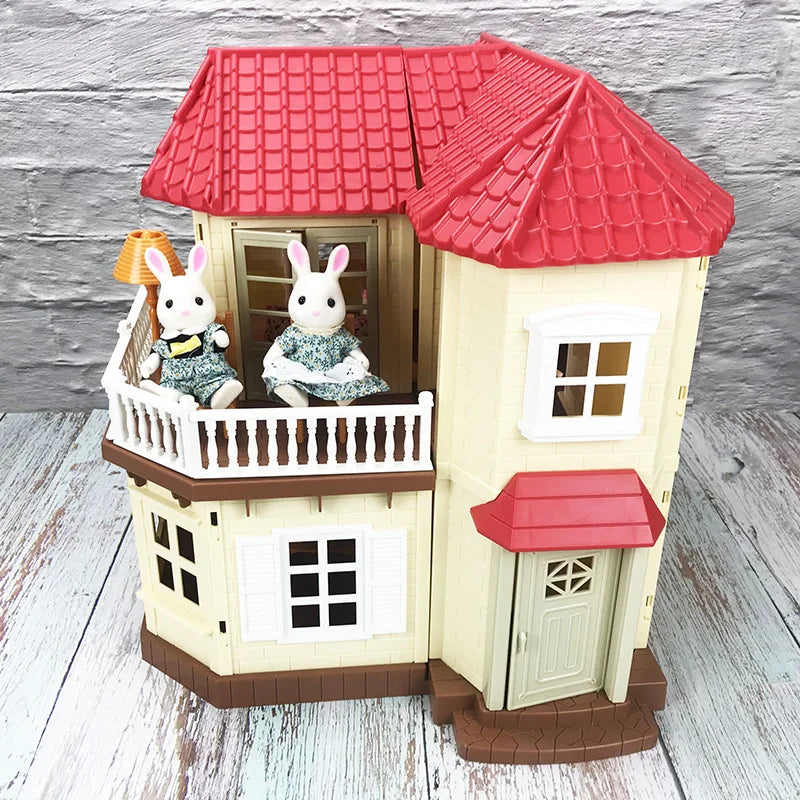 KTX-552851 Forest Family Big Villa Set - Mini Doll House Playset for Role Play and Educational Fun