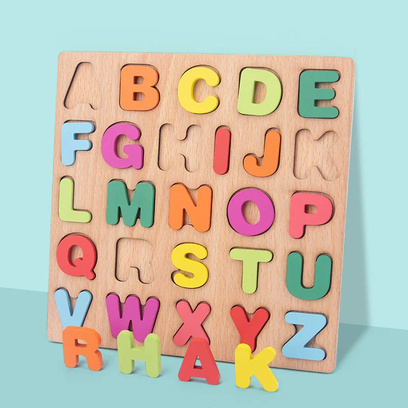 KTX-383251 3D Wooden Alphabet and Number Puzzle for Kids - Montessori Educational Activity Toy