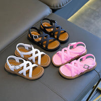 HKM-493011 Summer New Girls' Sandals with Soft Non-Slip Bottom Hot Style Unique Textured Beach Sandals for Children