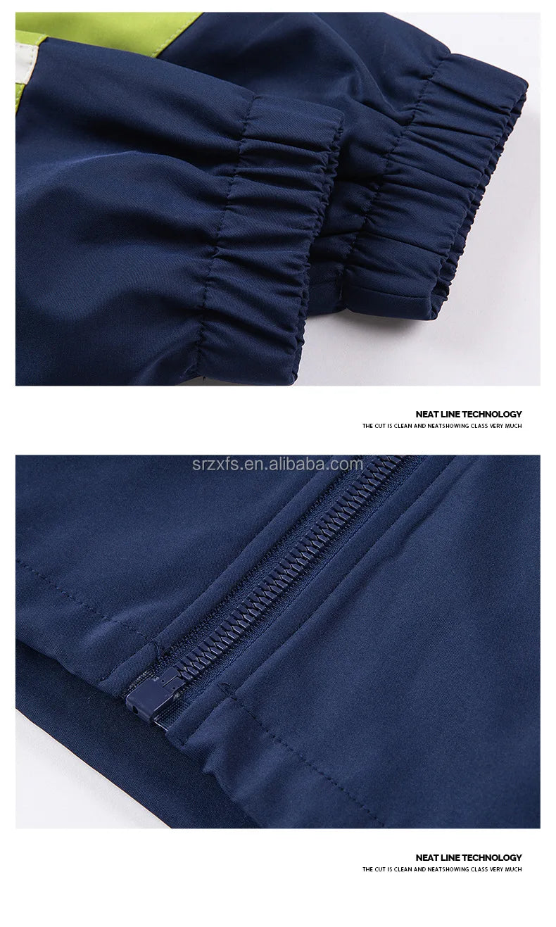 HKM-013843 Men's Coats Customized LOGO Fashion Man Coat Simple Team Sports Suit Hooded Men's Sports Suit Two-piece Set