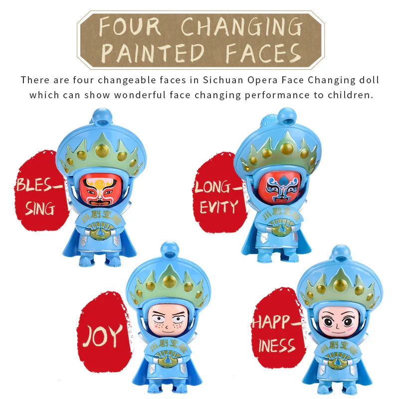 KTX-371731 Creative Mini Action Figure Toy - Chinese SiChuan Opera Face-Changing Educational Toy for Kids, 6x5.5x10.3cm