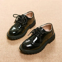 HKM-050067 Wholesale Baby School Shoes Fashion Soft Leather Newborn Boy Girls Rubber Sole Non-slip Students Casual Shoes
