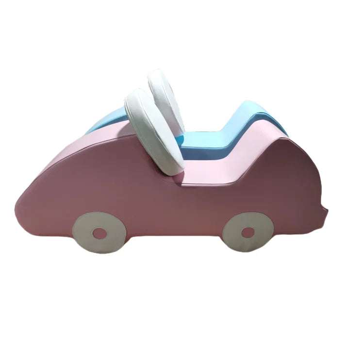 KTX-299603 Pastel Blue and Pink Soft Play Car Toy for Toddlers - Indoor and Outdoor Rocker Set