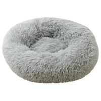 HKM-535955 Super Soft Round Washable Plush Donut Dog and Cat Cushion Bed with Velvet Mat