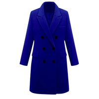 HKM-438675 Women's Winter Clothing Medium to Long Plus Size Double-Breasted Wool Coat With Cashmere Lining Shearling Leather Cotton Filling