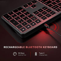 HKM-395731 Full-Size Backlit Wireless Keyboard for Multiple Devices - Rechargeable, Compatible with iOS, Android, and Windows