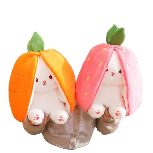 KTX-178899 Kawaii Strawberry Rabbit Plush Doll - Unisex Cotton Toy with PP Filling - Cute Carrot Design for All Ages
