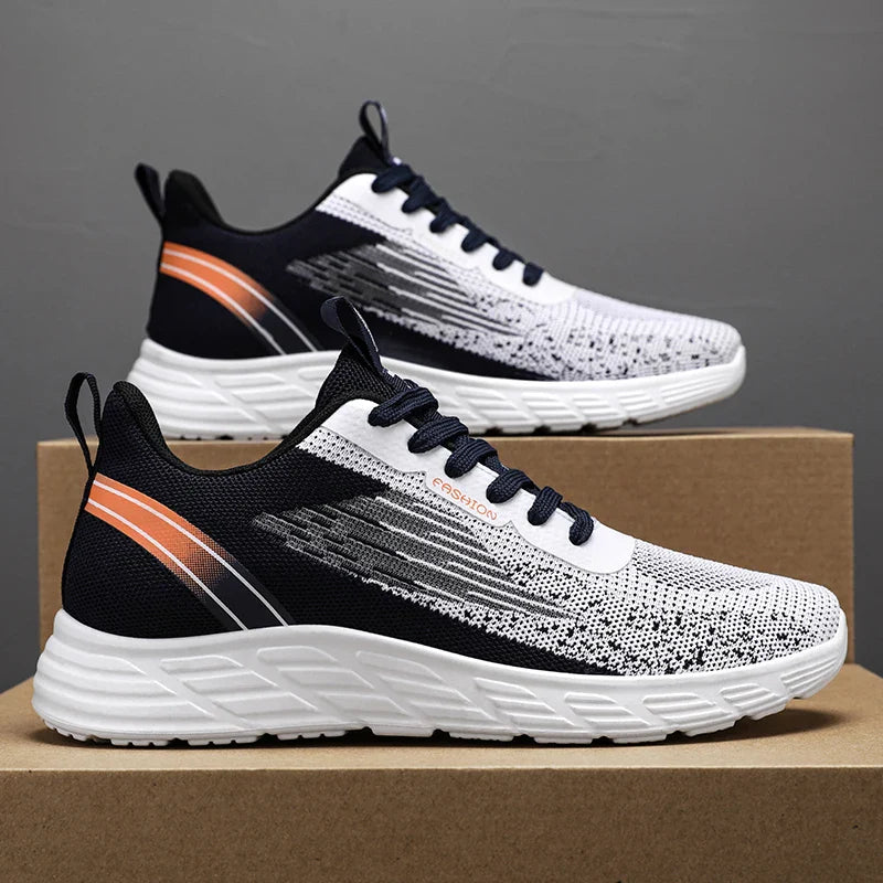 HKM-852307 B-9901 New Fashion Sports Running Shoes Men Sneakers Breathable Walking Style Shoes Comfortable Anti-slip Flying Woven Shoes