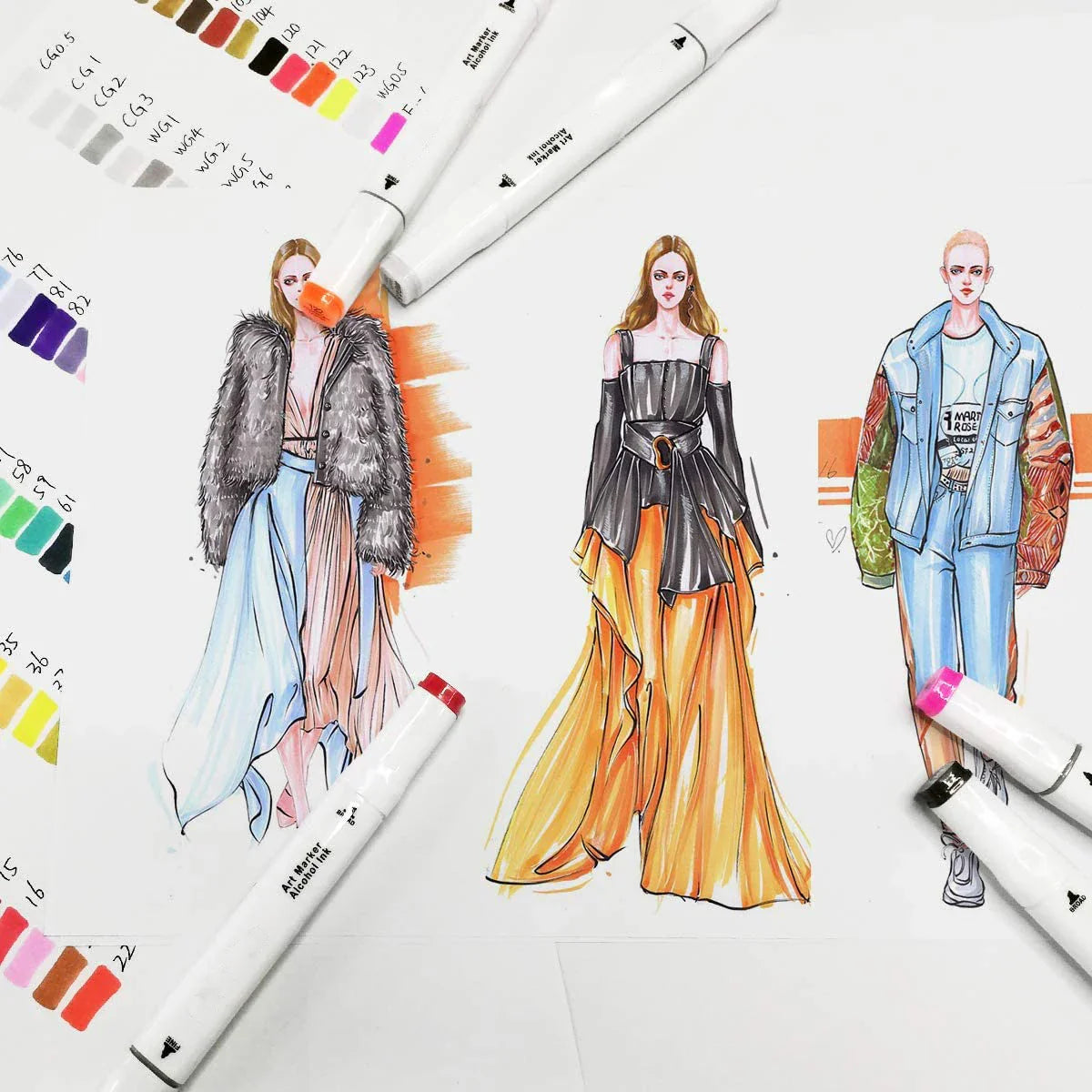 KTX-853203 120-Colour Alcohol-Based Dual Tip Permanent Marker Pen for Creative Design