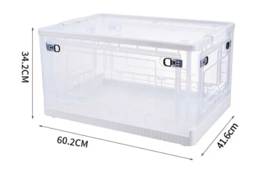 KTX-762259 Large Capacity Folding Storage Box with Wheels – Collapsible Plastic Container for Clothes, Books and Snacks