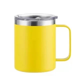 KTX-564179 12oz Eco-Friendly 304 Stainless Steel Coffee Mug with Sliding Lid and Handle for Camping and Travel