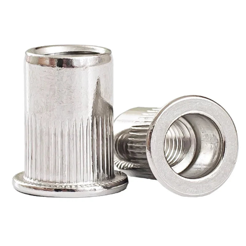 KTX-869907 M4 M10 Stainless Steel Blind Rivet Nuts, B8/B8M/B8T, Polished Flat Head, Metric Sizes