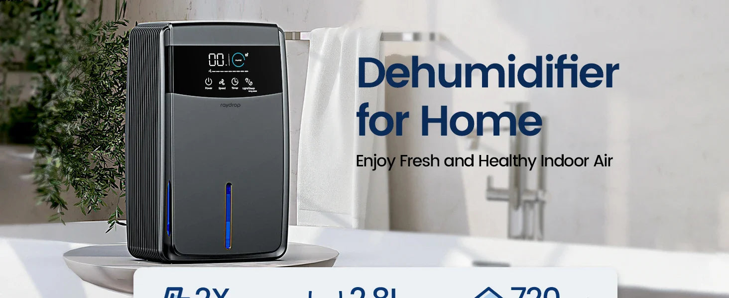 KTX-865299 95 oz Compact Home Dehumidifier with 7-Color Night Light for Bedroom and Bathroom