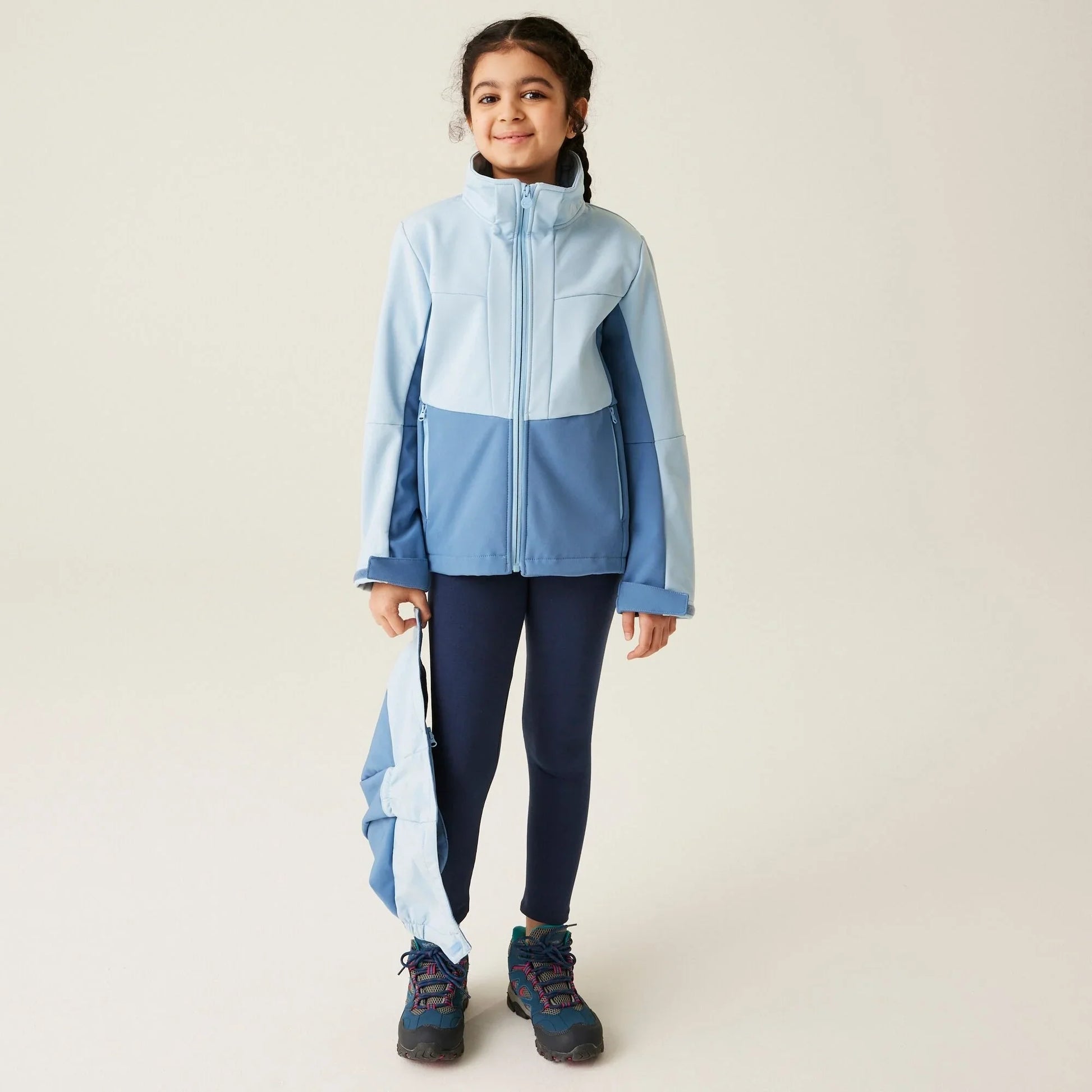 KTX-211603 Girls Block Color Nylon Softshell Jacket Comfortable Outerwear