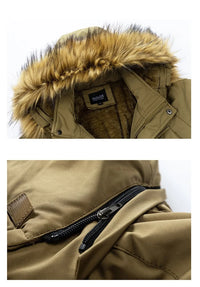 HKM-553939 Men's Winter Jacket With Hood Collar Thickened Warm Cotton Long Sporty Jackets With Zipper Closure Men's Coats