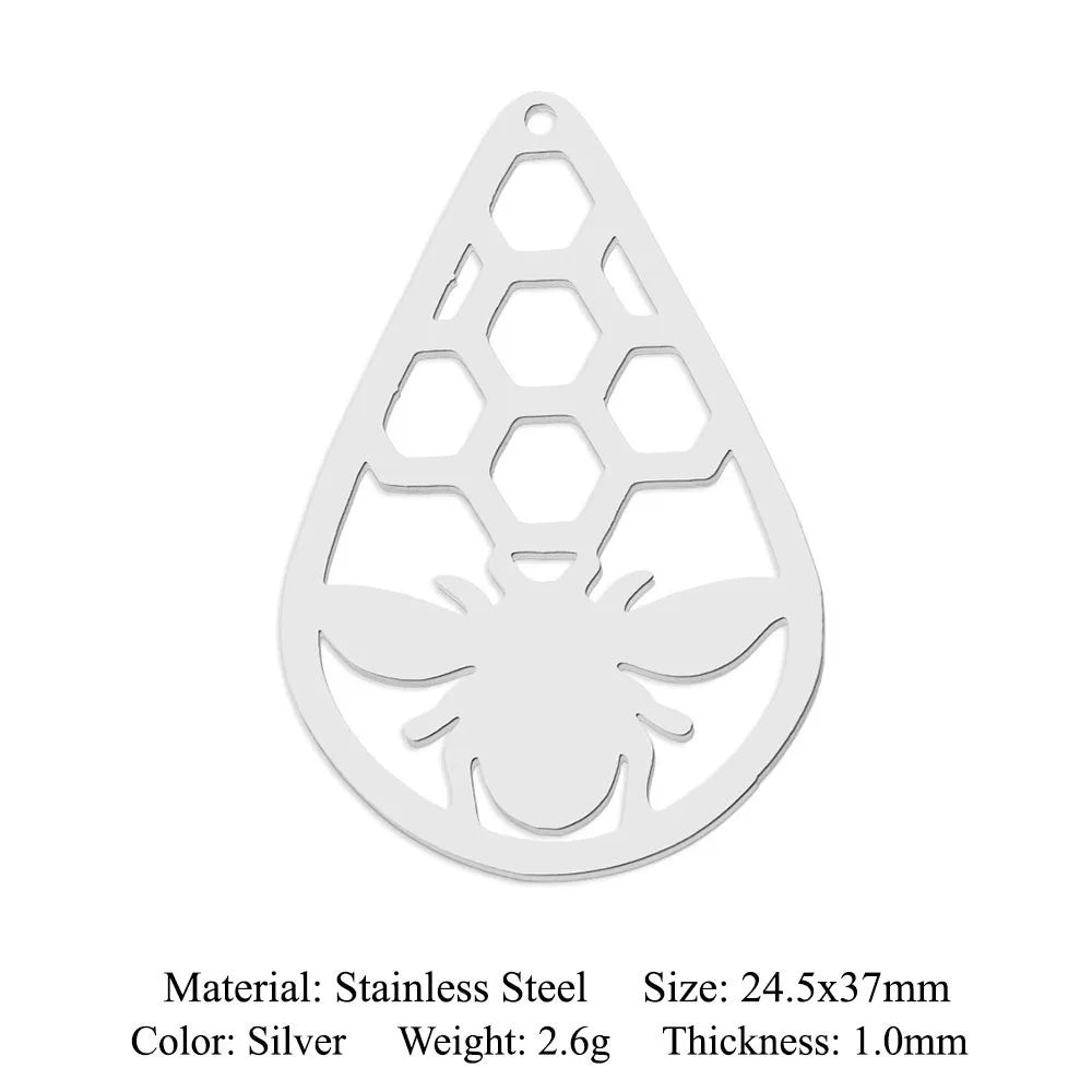 HKM-609427 Stainless Steel Necklaces Round Hive Bee Pendant Necklaces Animal Jewelry Necklace for Women