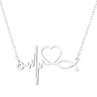 HKM-412819 Trendy Golden Clavicle Chain Necklace Heart Pendant Necklace Stethoscope Heartbeat Necklace for Women