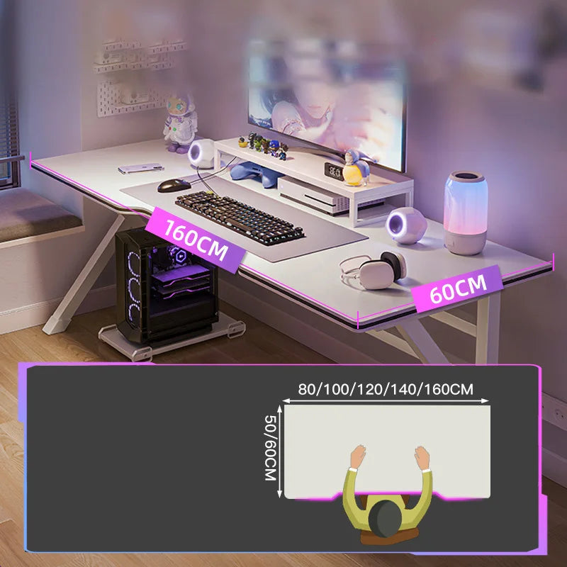 KTX-989459 Minimalist White Computer Desk for Home and Office - Multi-Purpose Workbench and Gaming Table