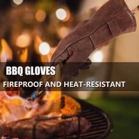 Hot Sell Oven Mittens Ox Hide Cowhide Heat Resistant Fire Proof Cooking Certificate Silicone Gloves Kitchen BBQ Mitts