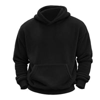 HKM-194643 Men's Reversible Arctic Fleece Pullover Sweatshirt Pocket Hooded Warm Sweater Street Solid Color Long Sleeve Pullover Sweatshirt