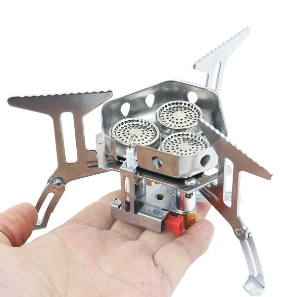 Portable Mini Outdoor Camping Gas Stove Stainless Steel Foldable Windproof Burner Car Hotel RV Garage Travel Outdoor Activities
