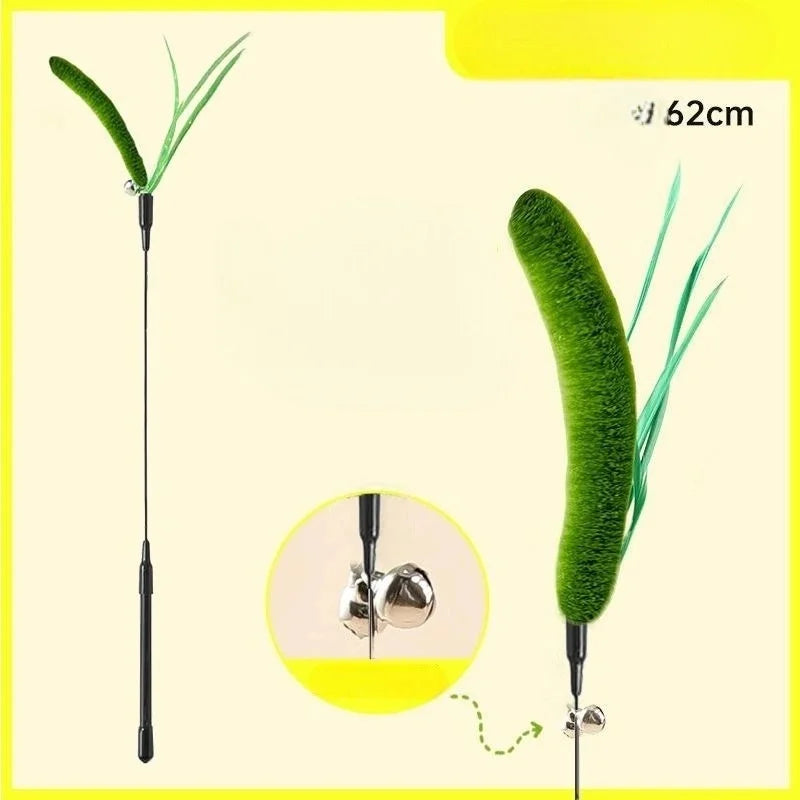 HKM-308883 Durable Interactive Cat Teaser Toy - 62CM Polyester & Metal Design