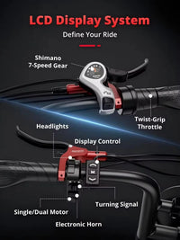 HKM-4871379 Adult Electric Bicycle Featuring 2000W Motor, 20 MPH Top Speed, 48V System and 48V 18.0Ah Battery for Daily Commuting