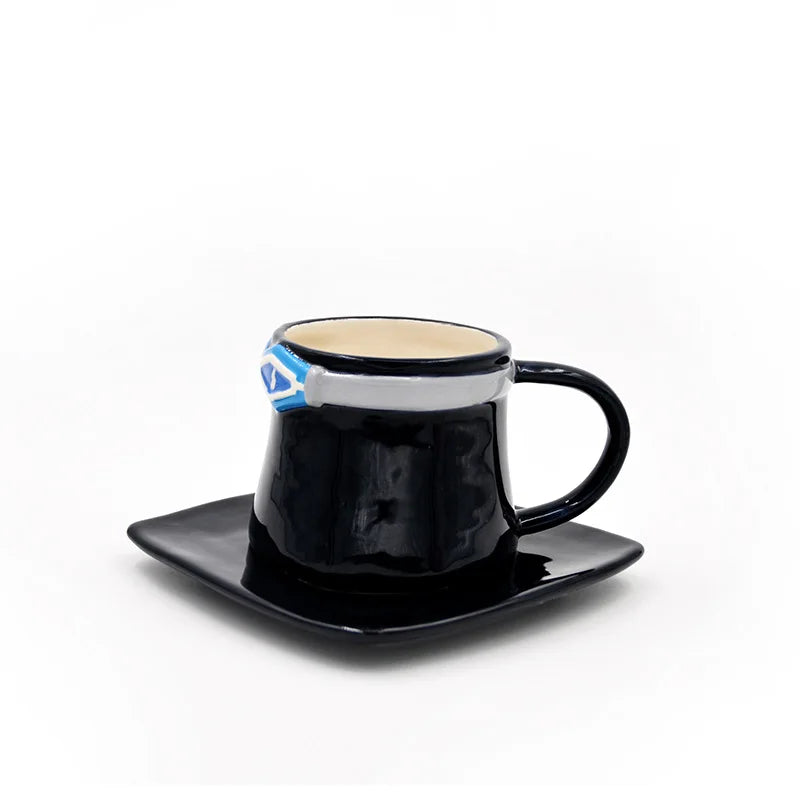 KTX-055699 Ceramic Anime Coffee Cup with Luffy Straw Hat Design, 301-400ml Capacity for Office Use