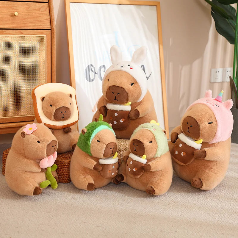 KTX-572115 Capybara Plush Toys in Various Designs: Dinosaur, Unicorn, Avocado, and Rabbit Styles