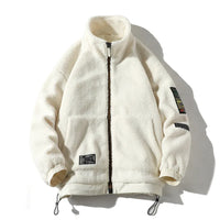 HKM-472595 Men's Casual Lamb Wool Cotton Coat Winter Blouson With Single Breasted Closure Loose and Warm Canvas Clothing