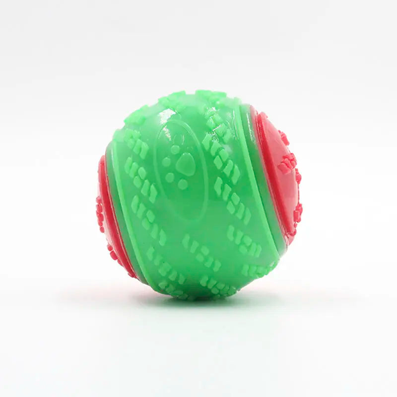 HKM-126931 Interactive 6.5 cm TPR Dog Chew Toy with Squeaker - Strong Splice Contrast Colour Ball