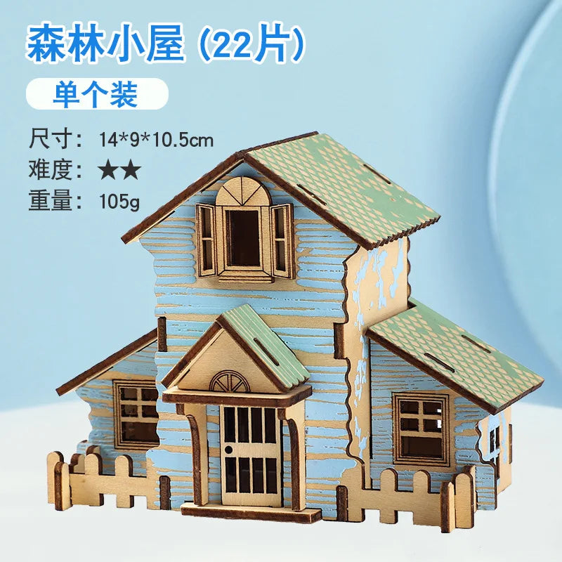 KTX-925651 3D Wooden Puzzle Kit for Kids - Eco-Friendly DIY Educational Toy in Cartoon Style