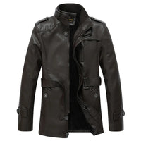 HKM-964115 Men's Coats Waterproof Windproof Motorcycle Jacket With Standing Collar Waxed Leather Jacket Winter PU Leather Jacket Custom