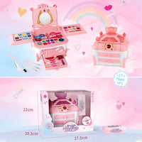 HKM-982355 Washable Kids Makeup Bag Kit with Portable Box for Pretend Play - Perfect Gift for Girls