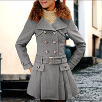 HKM-274835 Medium to Long Elegant Women's Fleece Jacket Winter Coat With Contrasting Wool for Winter Clothing
