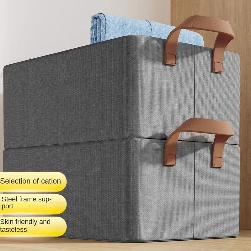 KTX-614227 Collapsible Fabric Storage Box for Jeans - Washable Clothing Organiser with Handles