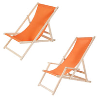 HKM-486739 Folding Wooden Beach Lounger Chair - Portable Beech Outdoor Garden Sun Lounger