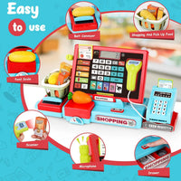 HKM-687443 EPT 52PCS Toy Cash Register with Electronic Sounds for Kids Indoor Pretend Play