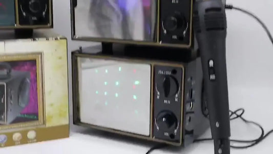 KTX-318419 High Power Dual Speaker Retro Wood Hi-Fi Stereo Bookshelf Bluetooth Speaker with Screen Flash Light