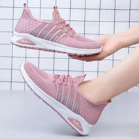 HKM-869267 A09 Women's Lace up Lightweight Tennis Shoes Women Breathable Sports Shoes Women Flats Non Slip Shoes