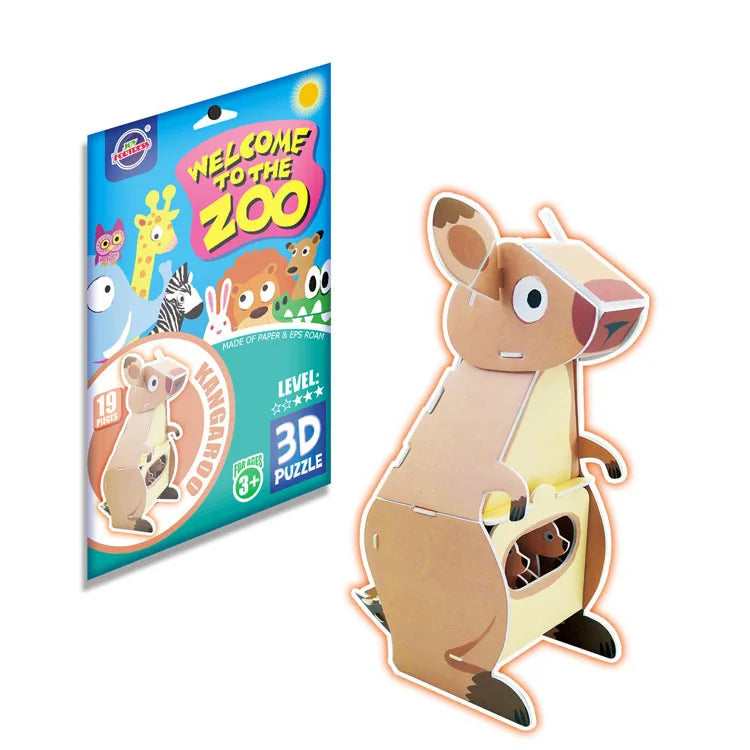 KTX-884819 3D Cardboard Animal Model Puzzle - DIY Educational Early Learning Toy for Creative Play