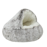 HKM-586835 Plush Round Winter Warm Cat and Dog Bed - Soft, Comfortable, and Machine Washable