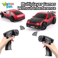 HKM-395987 1:24 Scale High Speed 4WD Drift Racing Toy Car with LED Lights and Remote Control - Kid-Friendly Design