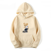 HKM-489555 Customized Men's Bear Sweatshirt Autumn and Winter Hooded Fashion Pullover Sweatshirt Sports Casual Printed Peplum Jacket