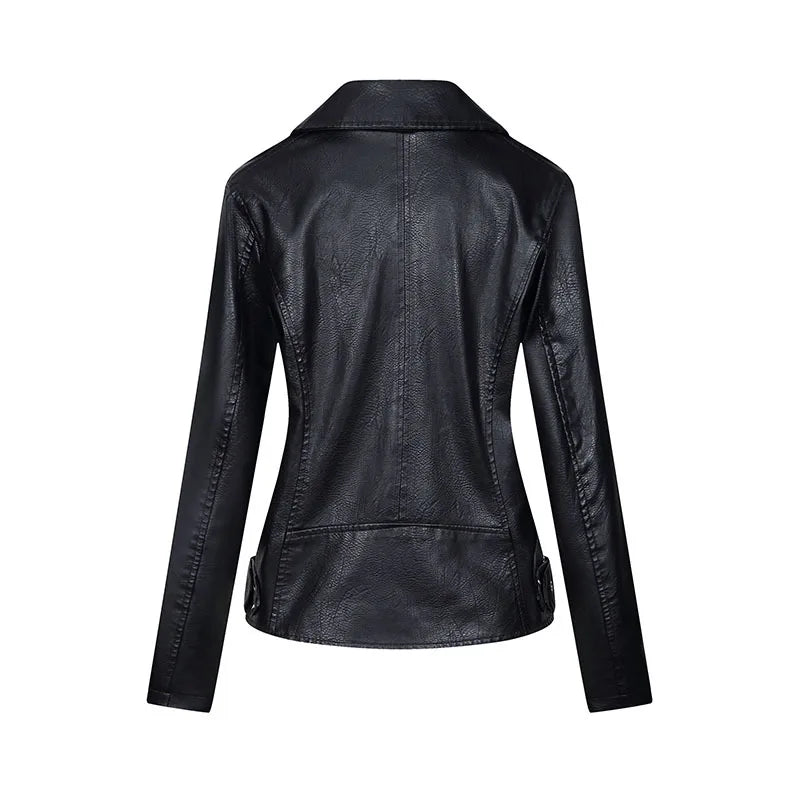 HKM-078227 Women's Fall/Winter European American Temperament Jacket PU Leather With Zipper Women's Clothing Jacket Custom