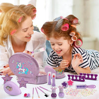 HKM-064851 Kids Nail Polish Set in Washable Makeup Bag for Ages 2-14 - Non-Toxic Pretend Play Cosmetic Toys
