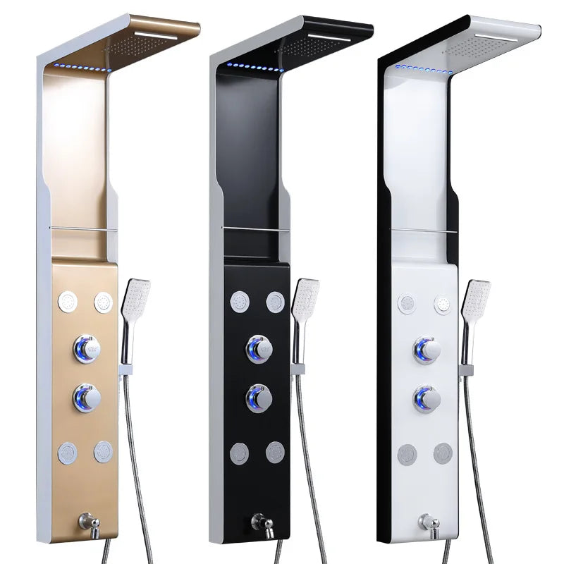 KTX-605459 Stainless Steel Wall Shower Panel with Waterfall Feature, Cold & Hot Water Control, Model YL5503